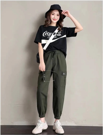 Warm Short Plush Inside Winter Cargo Pants For Women