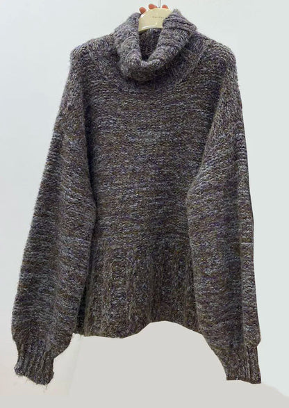 Thick Wool Turtleneck Sweater – Fluffy Loose Winter Knit Pullover