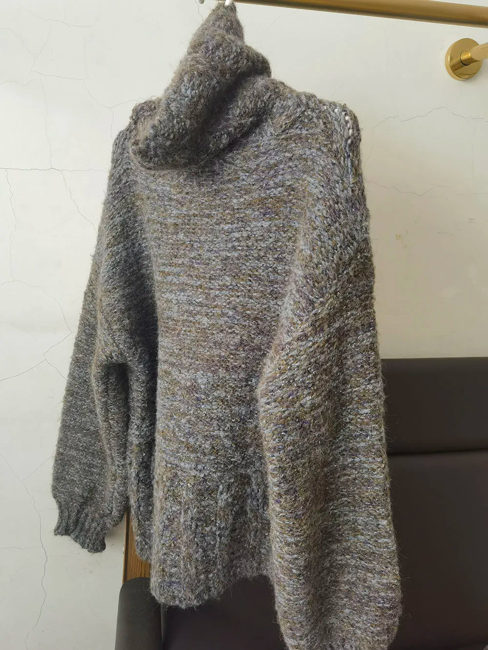 Thick Wool Turtleneck Sweater – Fluffy Loose Winter Knit Pullover