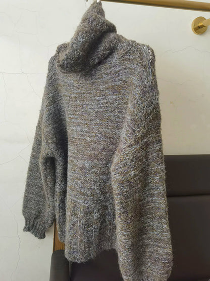 Thick Wool Turtleneck Sweater – Fluffy Loose Winter Knit Pullover