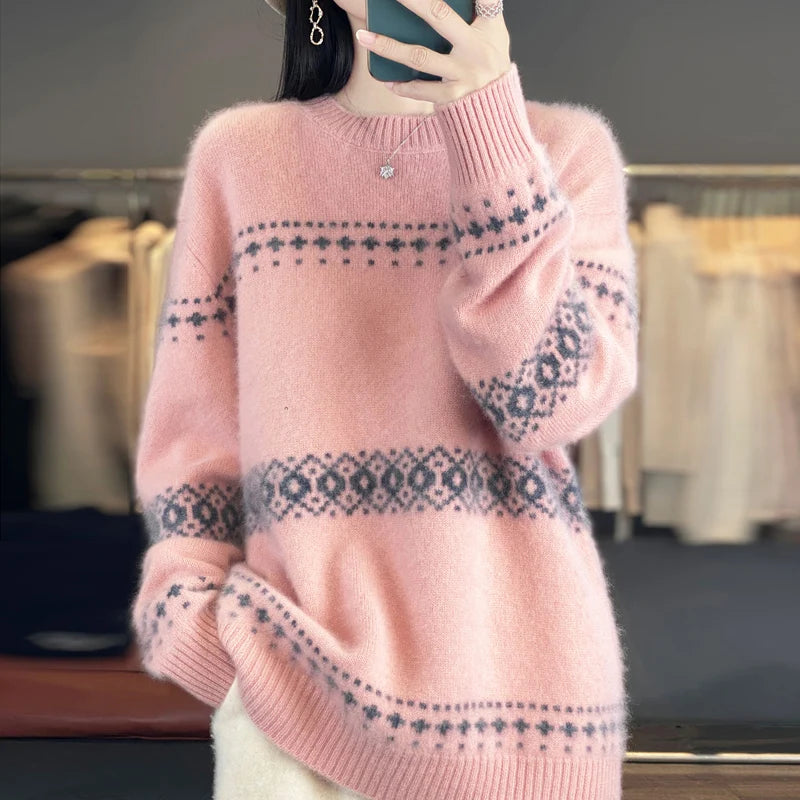 100% Wool Striped Sweater – Oversized Pullover for Winter 2026