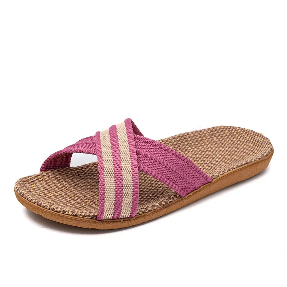 New Lightweight Linen Flat Slippers