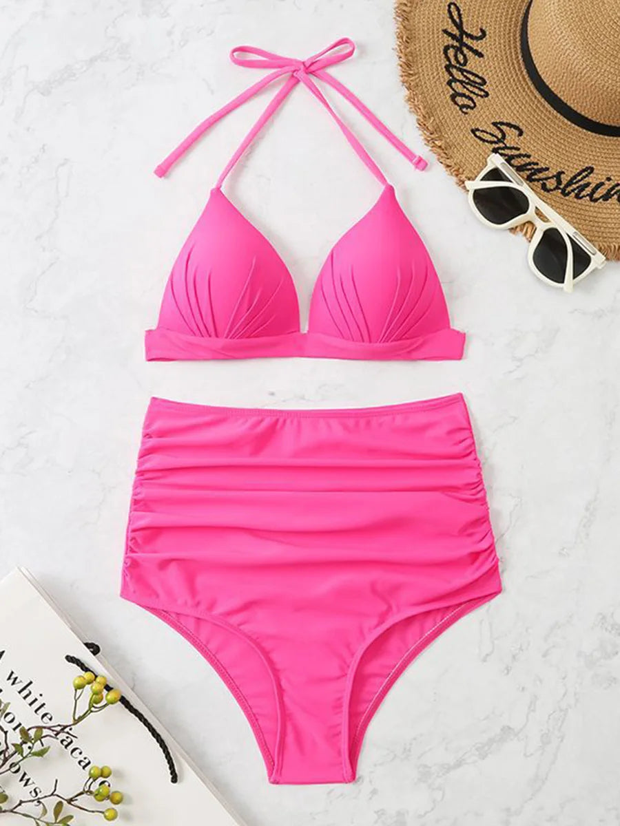 Purple Velvet Triangle Shiny Women Bikini Swimsuits