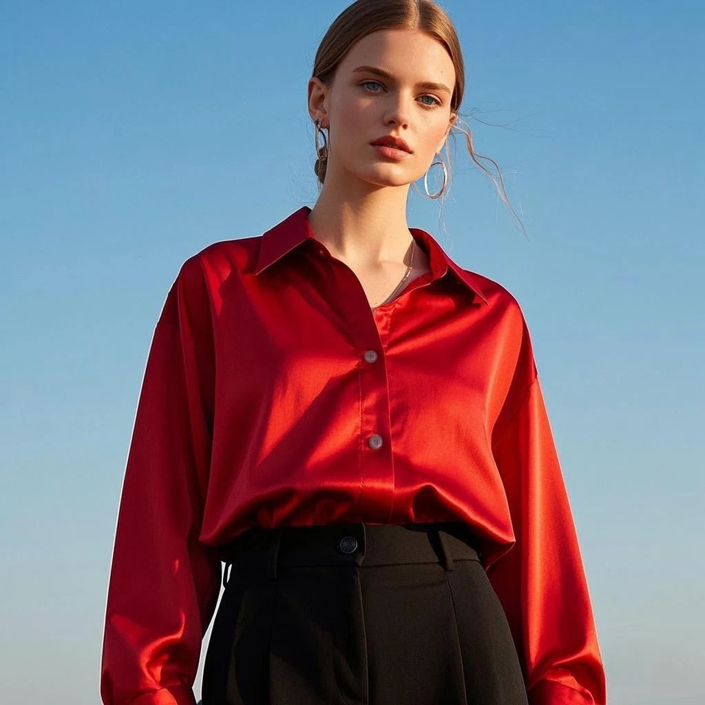 Sophisticated Professionalism: Elegant Plus-Size Autumn-Winter Blouse