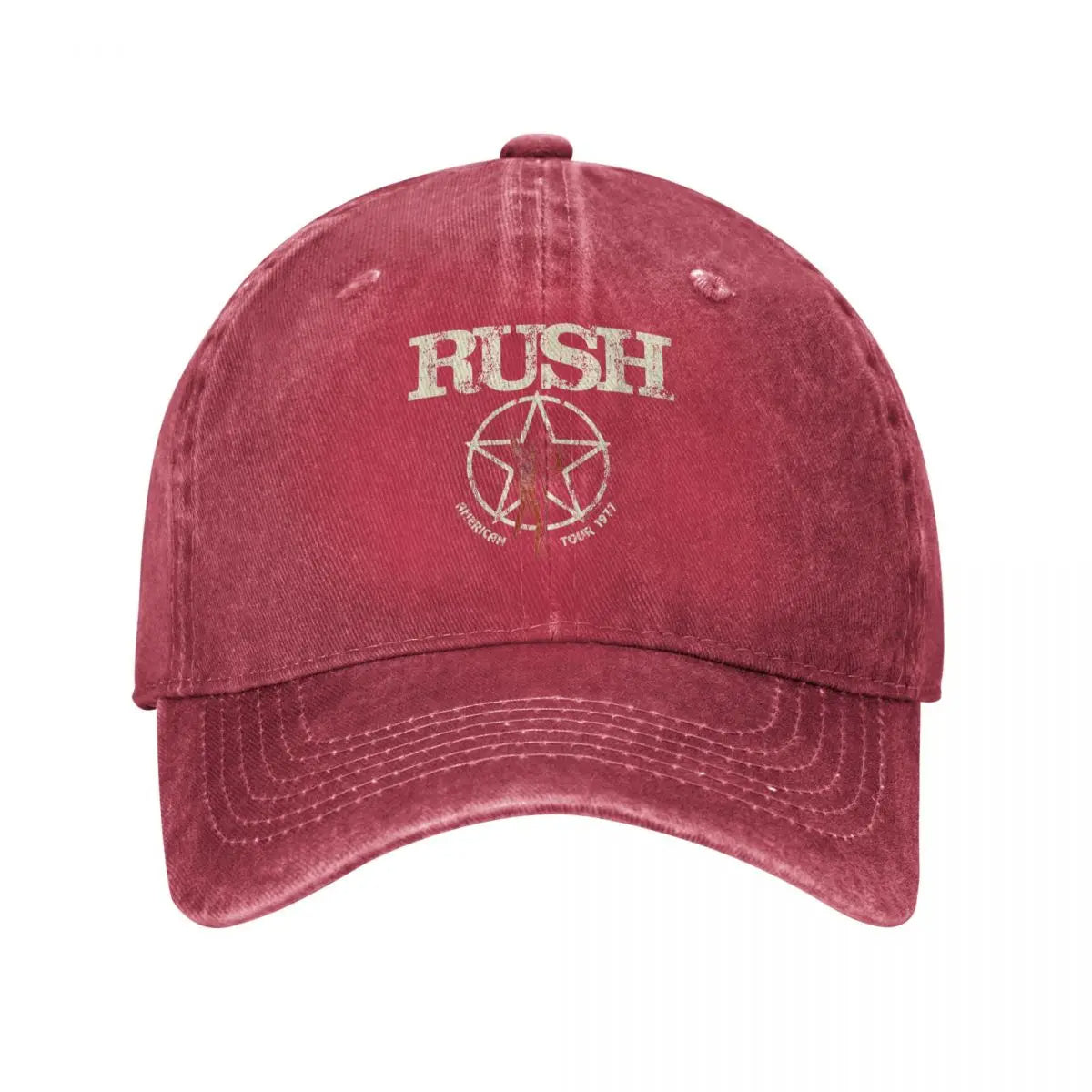 Fashion Rush Band Baseball Cap – Unisex Distressed Washed Snapback Hat for Outdoor Workouts