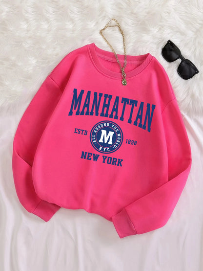 Manhattan New York Printed Crew Neck Sweatshirts