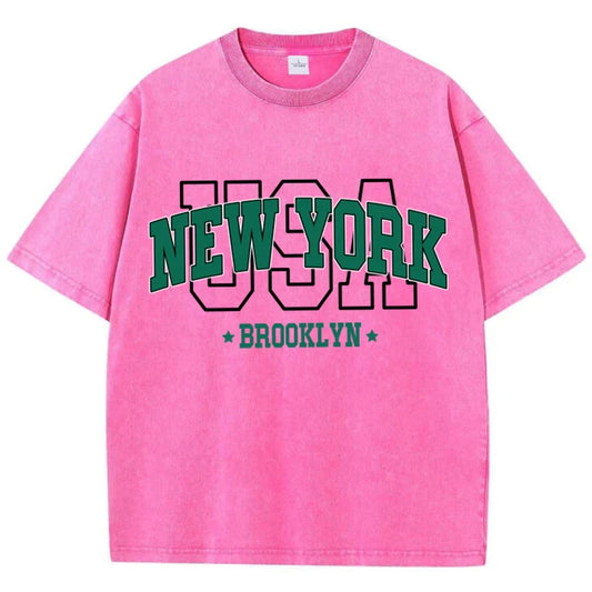 USA New York Printed O-Neck Tee – Women’s Casual Cotton T-Shirt, Street Style Outfit