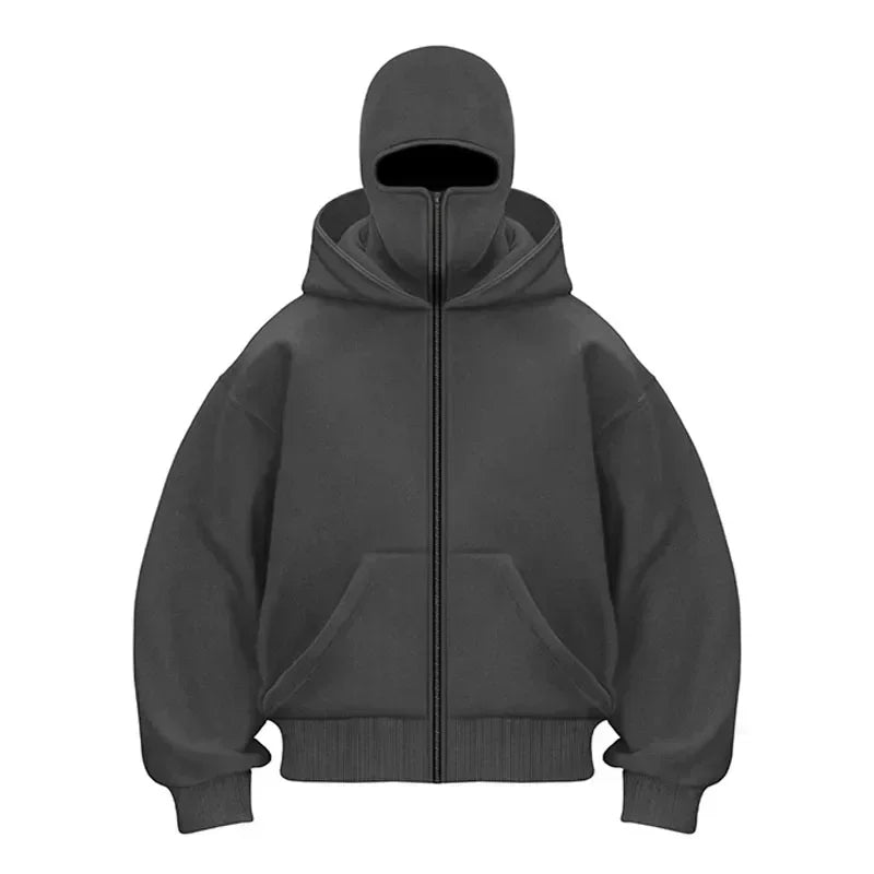 2025 Barrack Hooded Sweatshirt – Unisex Face Mask Zipper Hoodie for Winter Streetwear