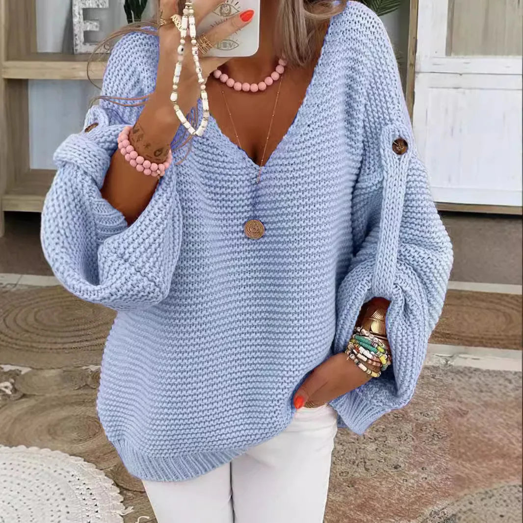 Casual V Neck Knitted Ladies Cardigan Sweater