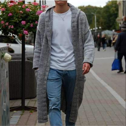Men's Knitted Cotton Cardigan: Casual, Slim-Fit Outwear for Autumn/Winter