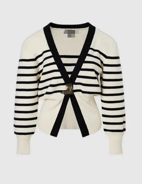 Big Classic Button Deep V Neck Cardigan