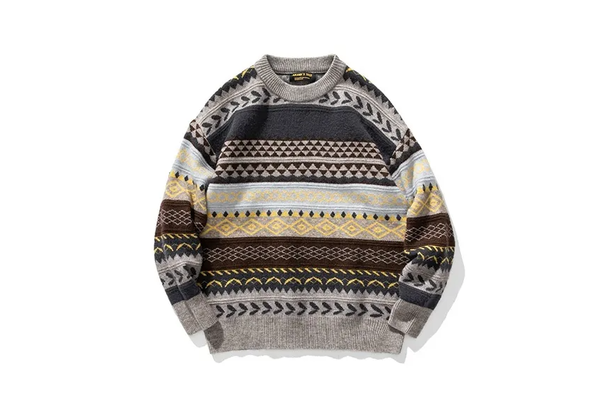 Elegant Vintage Style Knitted Striped Men Sweaters