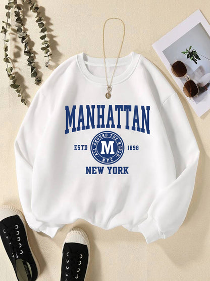 Manhattan New York Printed Crew Neck Sweatshirts