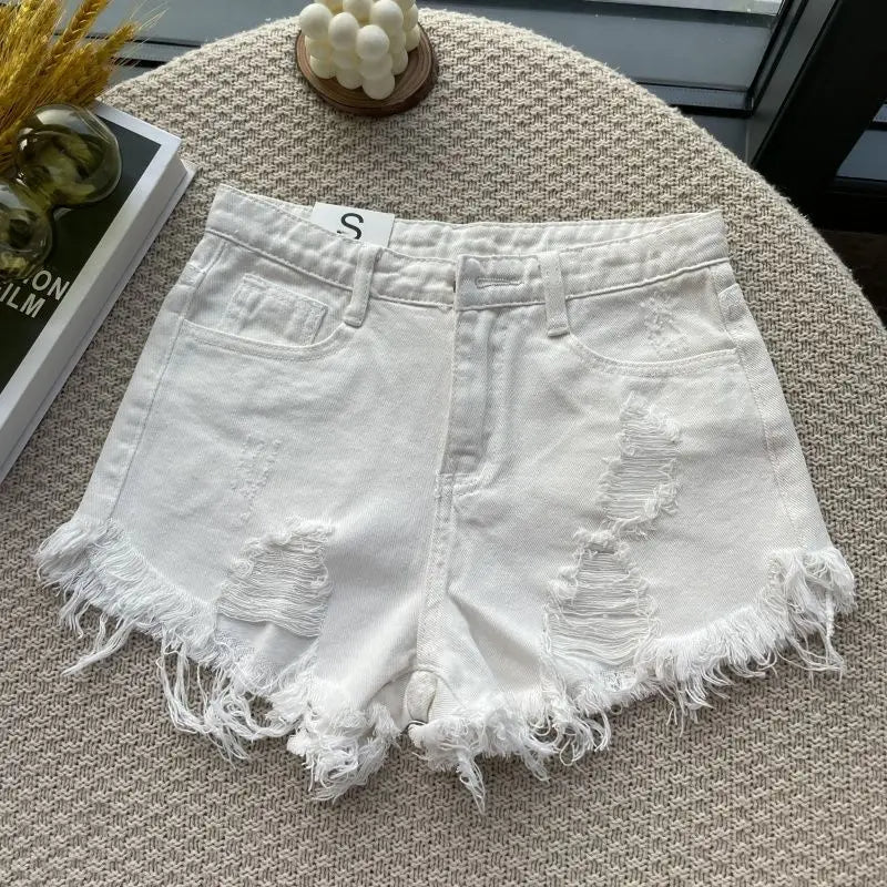 Summer Fashion Tassel Ripped Denim Shorts