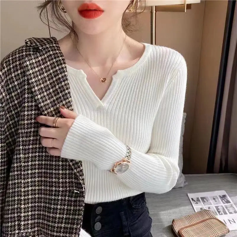 Thin V Neck Autumn Winter Sweaters For Women