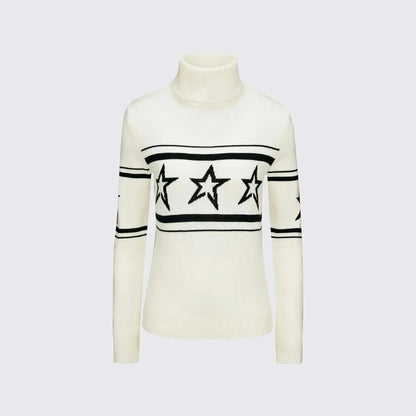 European & American Y2K Street Women’s High-End High-Neck Sweater – Star Stitching Pattern, Warm Knitted Pullover Sweater