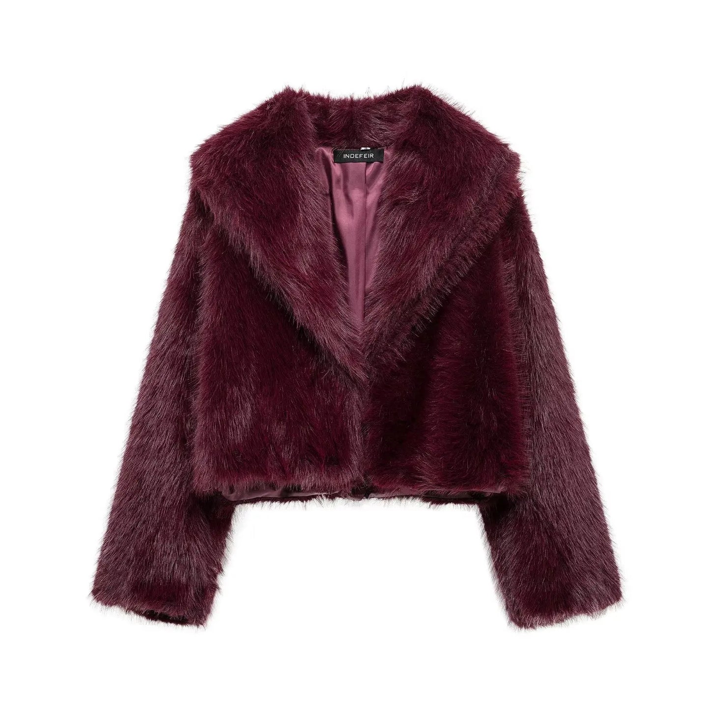 Elegant Women's Faux Fur Jacket – Turn-Down Collar, Loose Fit, Casual Long Sleeve Winter Coat for Warmth