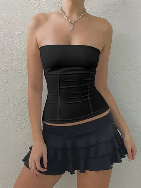 Basic Style Strapless Top For Women