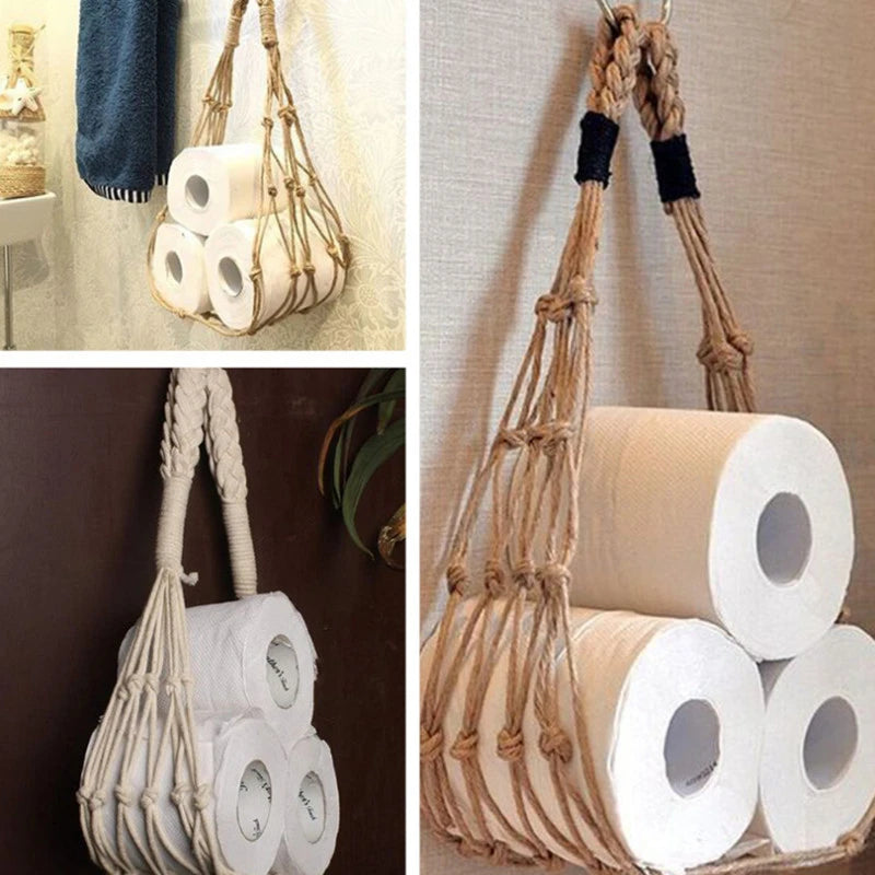 Nordic Toilet Paper Hanging Mesh Cotton Rope Holder