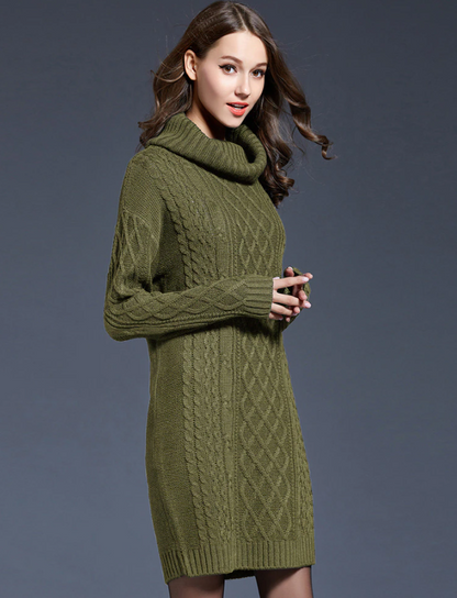 Plus Size Winter Sweater Dress – Casual Knitted Long Sleeve Knee-Length Loose Fit 4XL Oversized Women’s Dress