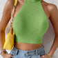 Women's Knit Sleeveless Halter Crossfit Crop Top