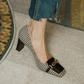 Elegant Summer Style Women Pearl Design Square Toe Pumps Shoes