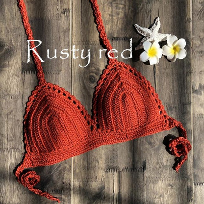 2025 Handmade Knit Crochet Crop Top | Sexy Halter Camisole Push-Up Beach Tank for Women & Yoga Wear