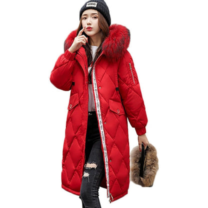 Women's Fur Hooded Slim Long Parka