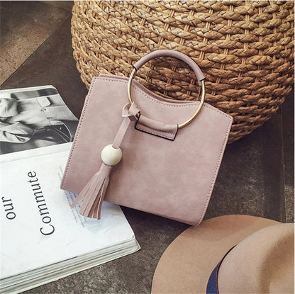 Round Handle Vintage Women’s Leather Handbags