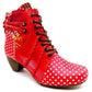Caotic High Heel Polka Dot Leather Lace Up Women Boots