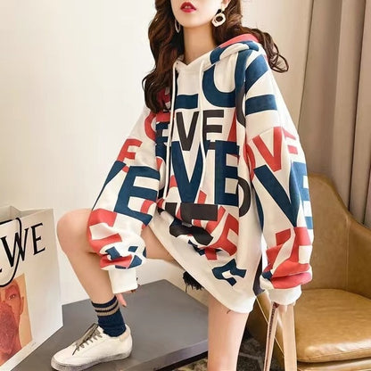 Women's Korean Style Cool LOVE Print Winter Hoodies