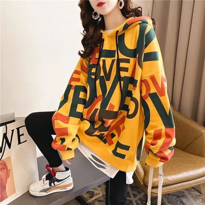 Women's Korean Style Cool LOVE Print Winter Hoodies