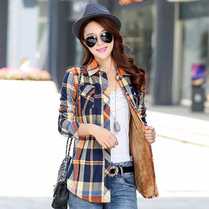 Womens Plaid Design Warm Thick Winter Shirt Jackets