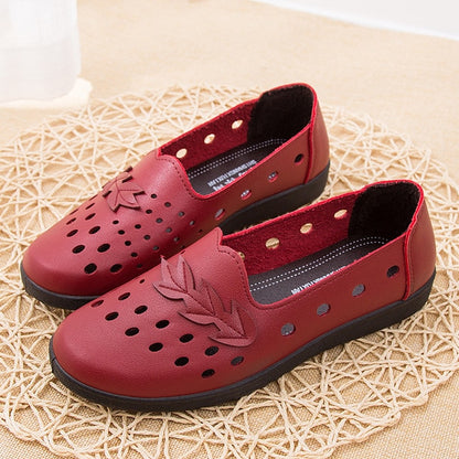 Womens Spring Autumn Classic Casual Leather Flat Shoes