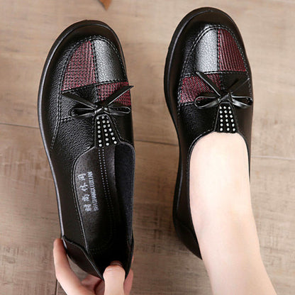 Womens Spring Autumn Classic Casual Leather Flat Shoes