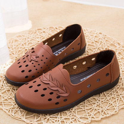 Womens Spring Autumn Classic Casual Leather Flat Shoes