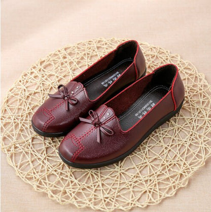 Womens Spring Autumn Classic Casual Leather Flat Shoes