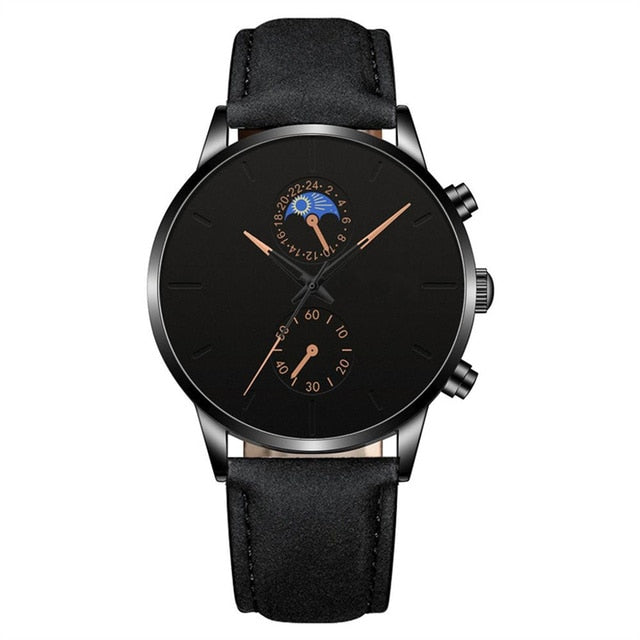 Black Fashion Dark Style Stainless Steel Quartz Casual Watches