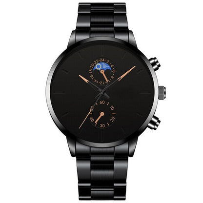 Black Fashion Dark Style Stainless Steel Quartz Casual Watches