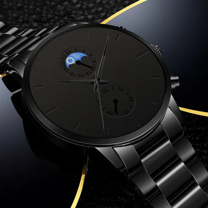 Black Fashion Dark Style Stainless Steel Quartz Casual Watches