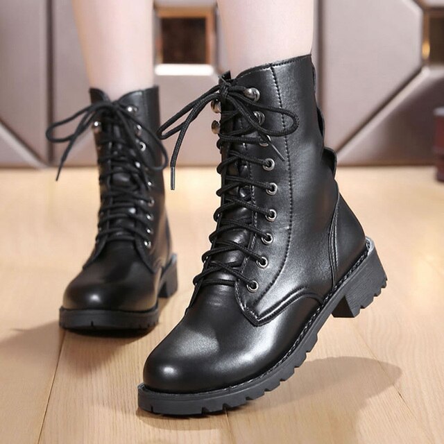 British Motorcycle Style Low Heel Ankle Boots For Women – 4Colordress