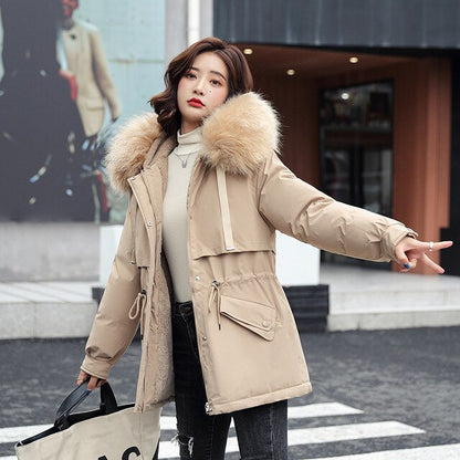 Fresh Warm Thick Artificial Fur Collar Women Winter Coats