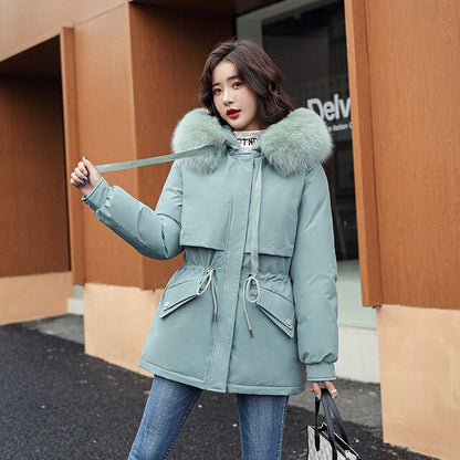 Fresh Warm Thick Artificial Fur Collar Women Winter Coats