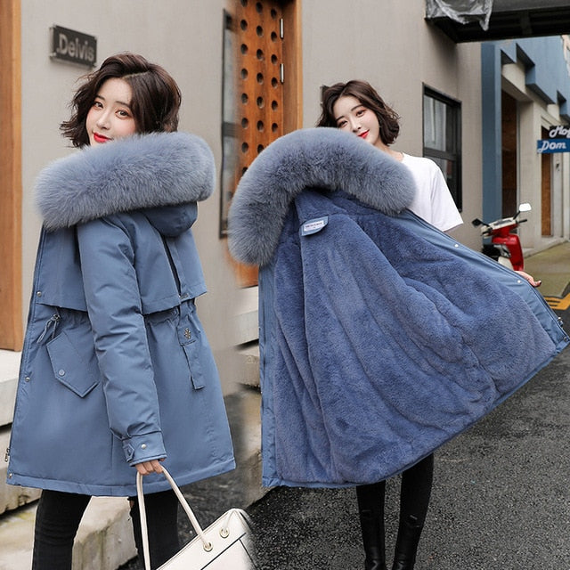 Fur Hooded Womens New Fashion Long Wool Winter Coats