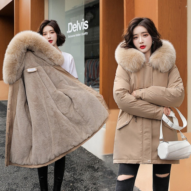 Fur Hooded Womens New Fashion Long Wool Winter Coats