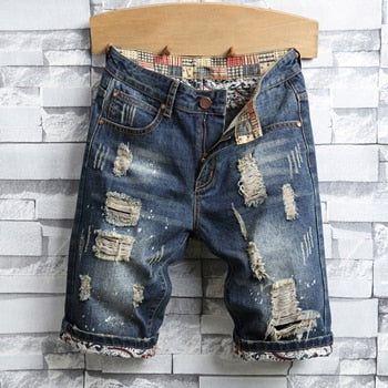 Summer Vintage Ripped Short Jeans for Men