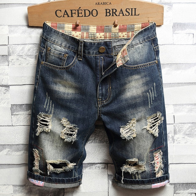 Summer Vintage Ripped Short Jeans for Men