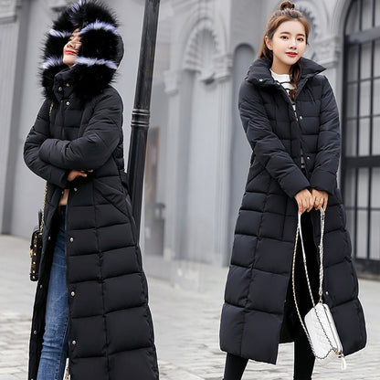 Womens X-Long Belted Closure Down Parka