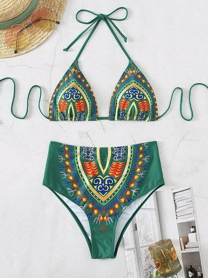 Womens Cut Out African Style Sexy Bikini Set