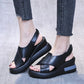 Women Summer Style Thick Bottom Buckle Strap Black Sandal